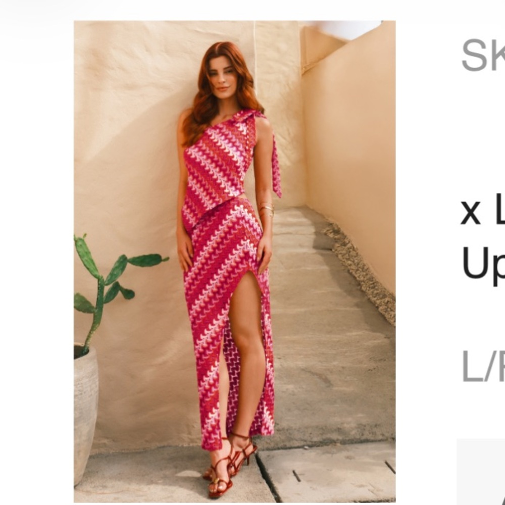 Cupshe Pink Chevron Asymmetrical Maxi Dress